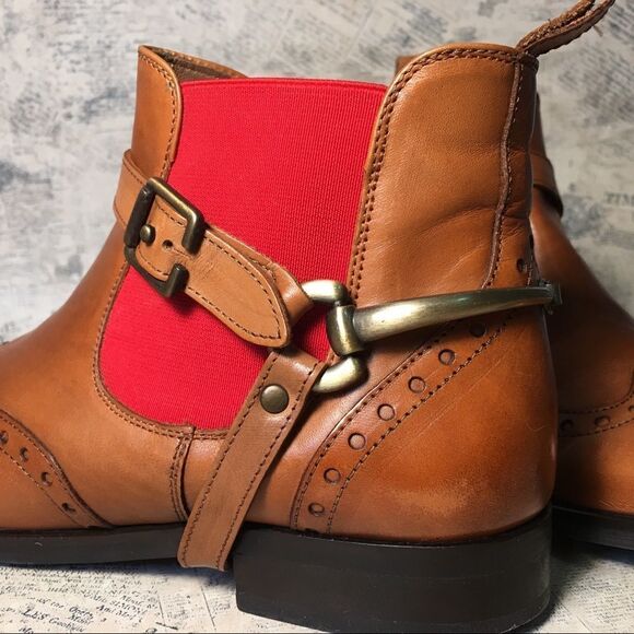 Pertini brown leather booties with red elastic - Picture 15 of 16